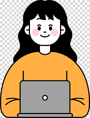 감정 컬러 컨셉 상의 비즈니스 표정 사람 전자제품 파일형식 여자 컴퓨터 스웨터 미소 밝음 주황색 즐거움 작업 사무실 노트북 행복 창의성 집중 편집이미지 PNG