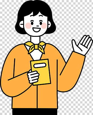 컬러 모션 표정 사람 예절 파일형식 여자 웃음 옷 노란색 종이 설명 인사 미소 세미나 교육 발표 편집이미지 PNG