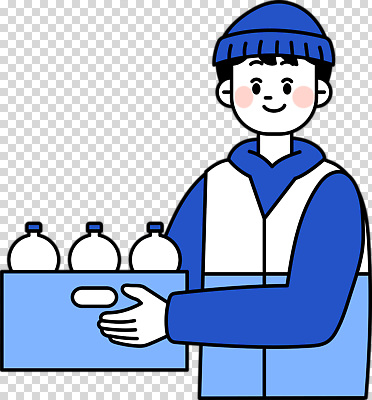 자연요소 계절 감정 컬러 표정 사람 물통 파일형식 물병 남자 웃음 겨울 옷 파란색 상자 배송 음료 행복 작업 모션 물 편집이미지 PNG