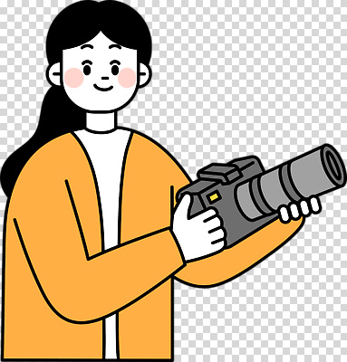 감정 컬러 사람 신체부위 전자제품 파일형식 카메라 여자 촬영 주황색 즐거움 표현 포즈 준비 모션 취미 예술 손 편집이미지 PNG