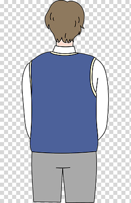 편집이미지 옷 남자 셔츠 일상 뒷모습 캐주얼 파란색 조끼 PNG 단순화된 스타일 뷰포인트 컬러 상의 사람 라이프 외투 파일형식