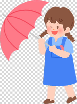 편집이미지 원피스 패션 감정 어린이 분홍색 우산 놀이 웃음 소녀 파란색 귀여움 즐거움 장면 PNG 옷 여자 컬러 컨셉 표정 사람 파일형식