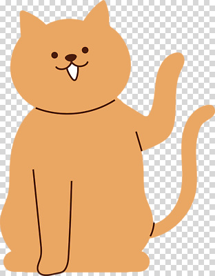 동물 편집이미지 캐릭터 손 털 웃음 반려동물 귀여움 주황색 고양이 매력적 인사 PNG 손흔들기 컬러 컨셉 포유류 모션 표정 신체부위 예절 파일형식