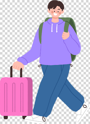 편집이미지 남자 분홍색 여행 이동 일상 청춘 걷기 캐리어 보라색 청바지 준비 출발 백팩 후드티셔츠 PNG 스타일 컬러 컨셉 티셔츠 가방 바지 모션 사람 라이프 여행가방 파일형식 잡화 셔츠 하의 생활 옷 상의