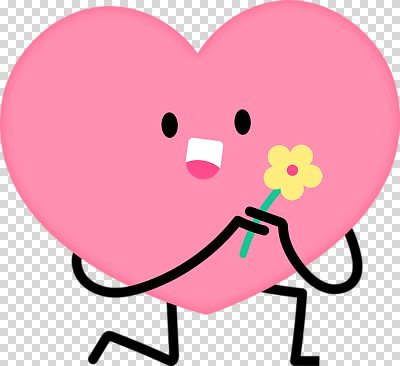 모양 식물 감정 컬러 컨셉 표정 파일형식 하트 사랑 꽃 캐릭터 귀여움 기쁨 노란색 분홍색 행복 웃음 표현 장면 그림 편집이미지 PNG