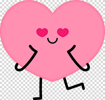 모양 감정 컬러 모션 파일형식 하트 캐릭터 사랑 걷기 즐거움 분홍색 그림 표현 편집이미지 PNG