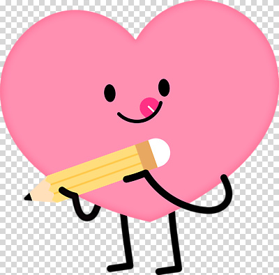 모양 감정 컬러 컨셉 학용품 표정 신체부위 필기구 파일형식 하트 캐릭터 분홍색 연필 사랑 창의성 귀여움 웃음 디자인 그림 손 개성 표현 편집이미지 PNG