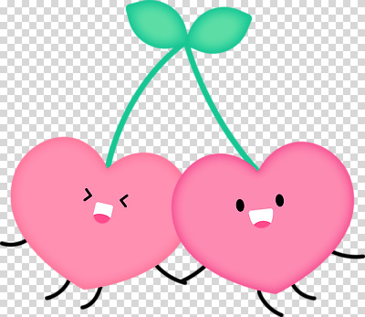 모양 식물 감정 컬러 컨셉 과일 관계 표정 파일형식 하트 체리 캐릭터 사랑 친구 즐거움 웃음 귀여움 놀이 초록색 잎 동화 편집이미지 PNG