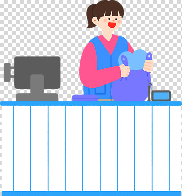 잡화 표정 전자제품 파일형식 상점 직원 가방 고객 컴퓨터 준비 미소 서비스 소매 작업 일과 쇼핑 판매 편집이미지 PNG