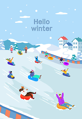 계절 기념일 감정 다수 컨셉 관계 눈_날씨 사람 파일형식 겨울 썰매 여러명 즐거움 놀이 언덕 분위기 모션 가족 친구 컬러 스포츠 야외 크리스마스 눈송이 PSD 일러스트 국내일러스트