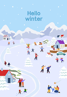 계절 감정 스포츠용품 관계 눈_날씨 야외활동 생태계 싸움 파일형식 겨울 마을 스케이트 눈싸움 모션 가족 친구 휴일 소풍 즐거움 고요 행복 자연 풍경 놀이 날씨 눈사람 산 PSD 일러스트 국내일러스트