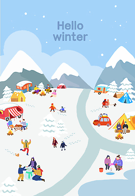 계절 감정 컨셉 겨울 관계 불 레저 겨울스포츠 눈_날씨 캠핑도구 풍경 생태계 싸움 파일형식 캠핑 모닥불 산 설경 가족 텐트 야외활동 스키 눈사람 눈싸움 즐거움 자연 놀이 모션 따뜻함 휴식 PSD 일러스트 국내일러스트