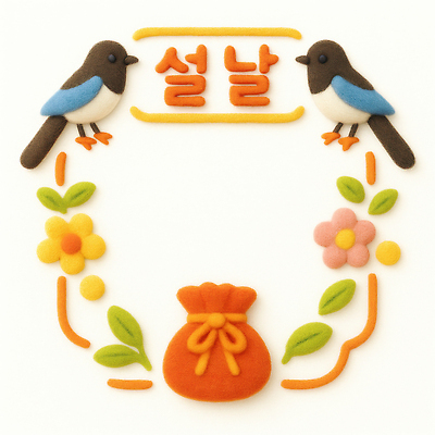 식물 동물 전통 명절 기념일 컨셉 CG 생태계 파일형식 천_직물 설날 장식 꽃 조류 축하 자연 문화 따뜻함 컬러 조화 기념 풍경 세트 편집이미지 편집실사 JPG 펠트