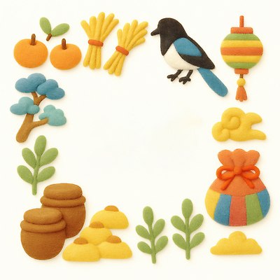 식물 동물 문자 명절 아시아 과일 CG 생태계 파일형식 천_직물 전통 오브젝트 장식 디자인 자연 귤 나무 조류 컬러 기호 축제 한국 풍경 예술 편집이미지 편집실사 JPG 펠트 설날