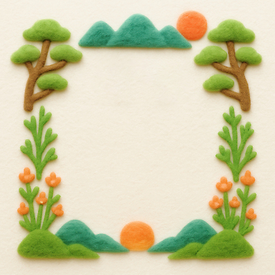 식물 명절 미술 취미 태양 공예 CG 생태계 파일형식 천_직물 수공예 자연 장식 나무 꽃 풍경 햇빛 그림 테마 작품 디자인 색감 편집이미지 편집실사 JPG 펠트 설날