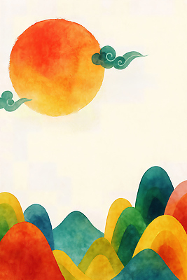 자연요소 컨셉 모션 카드_감사 미술 생태계 파일형식 자연 풍경 수채화 산 태양 컬러 예술 뷰티풀 평화 모양 그리기 날씨 하늘 디자인 창의성 스케치 일러스트 국내일러스트 JPG 신년카드 새해