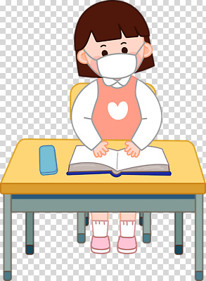 편집이미지 학생 교육 어린이 분홍색 교실 건강 마스크 안전 소녀 책 학습 집중 책상 PNG 코로나바이러스 여자 컬러 가구 컨셉 학교 사람 바이러스 파일형식 생활용품 오브젝트