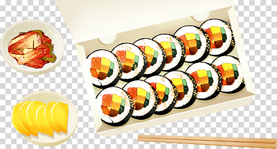 한식 음식 과일 파일형식 김밥 반찬 김치 귤 식사 재료 요리 밥 해산물 채소 컬러 상자 편집이미지 PNG