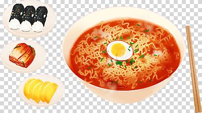 한식 음식 컨셉 과일 알 면류 파일형식 라면 식사 김밥 김치 계란 레몬 반찬 요리 따뜻함 맛 국물 채소 간편조리식품 편집이미지 PNG