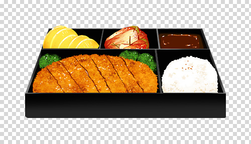 한식 음식 컨셉 과일 밥 커틀릿 파일형식 돈가스 도시락 튀김 쌀밥 레몬 김치 요리 식사 재료 맛 푸짐 건강 편집이미지 PNG