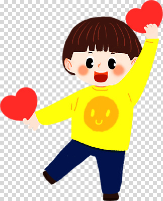 편집이미지 캐릭터 행복 어린이 티셔츠 사랑 웃음 빨간색 노란색 귀여움 하트 표현 즐거움 PNG 동심 모양 감정 컬러 컨셉 셔츠 표정 사람 파일형식