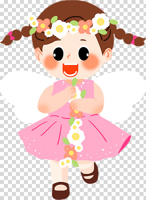 편집이미지 캐릭터 꽃 행복 어린이 인형 날개 놀이 웃음 소녀 장식 달리기 그림 PNG 식물 여자 감정 모션 표정 사람 파일형식