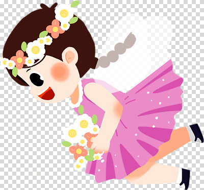 편집이미지 캐릭터 행복 어린이 꽃다발 요정 웃음 귀여움 비행 아기 즐거움 그림 머리장식 PNG 꽃 감정 컨셉 표정 사람 장식 파일형식