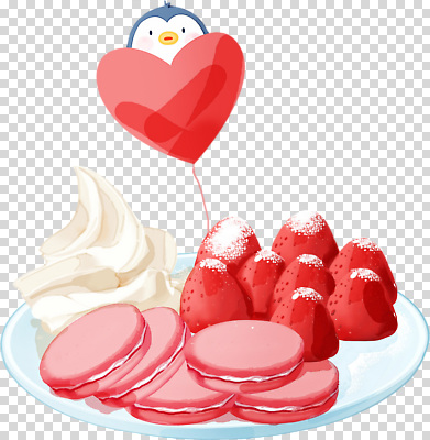 모양 식기 음식 과일 조류 디저트 이벤트 맛 크림 휘핑 파일형식 딸기 하트 풍선 펭귄 휘핑크림 접시 마카롱 달콤 파티 쿠키 요리 편집이미지 PNG