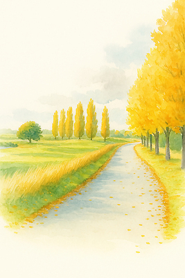 JPG 나무 길 백그라운드 단풍 캐나다 일러스트 자연 하늘 바람 풍경 잔디 초원 빨간색 노란색 평화 가을풍경 산책 느티나무 국내일러스트 AI일러스트 AI콘텐츠 자연요소 식물 컬러 컨셉 잎 북아메리카 날씨 휴식 생태계 파일형식 가을_계절