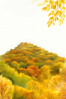 JPG 나무 계절 컬러 잎 일러스트 자연 하늘 산 풍경 초록색 가을풍경 주황색 산책 금색 탐험 숲 조화 뷰티풀 국내일러스트 AI일러스트 AI콘텐츠 식물 휴식 생태계 파일형식 가을_계절