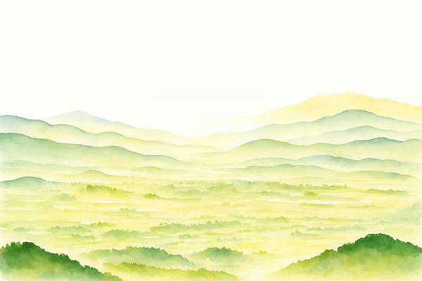 JPG 컬러 일러스트 자연 하늘 아침 날씨 산 풍경 야외 초록색 평화 가을풍경 계곡 안개 시골 지역 뷰티풀 풍요 국내일러스트 AI일러스트 AI콘텐츠 주간 컨셉 생태계 파일형식 가을_계절