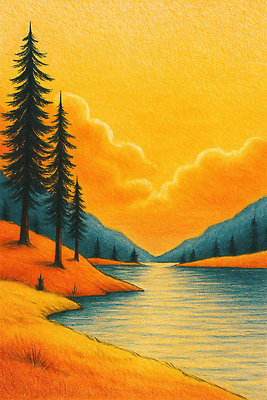 JPG 컬러 일러스트 자연 하늘 동화 휴식 산 미소 풍경 강 평화 노을 환경 가을풍경 일몰 소나무 수면 저녁 강가 뷰티풀 국내일러스트 AI일러스트 AI콘텐츠 자연요소 나무 컨셉 표정 물 야간 생태계 파일형식 가을_계절