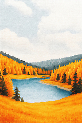 JPG 나무 호수 일러스트 자연 하늘 바람 산 풍경 야외 일상 물 강 크리스마스트리 평화 가을풍경 금색 숲 기분전환 뷰티풀 순간 국내일러스트 AI일러스트 AI콘텐츠 자연요소 식물 컬러 컨셉 크리스마스 날씨 라이프 생태계 파일형식 가을_계절