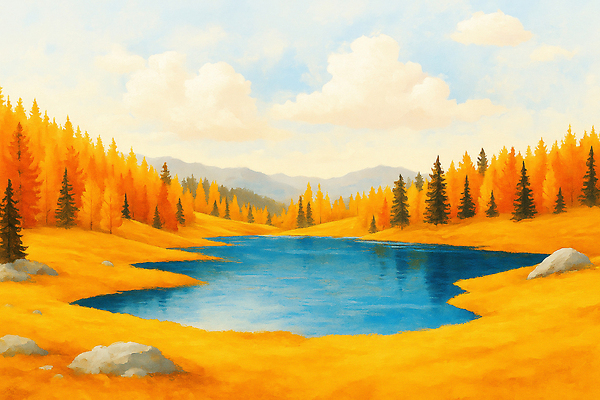 JPG 나무 호수 컬러 일러스트 자연 하늘 산 풍경 사람없음 야외 물 평화 가을풍경 원근감 땅 뷰티풀 차분 국내일러스트 AI일러스트 AI콘텐츠 자연요소 식물 뷰포인트 컨셉 생태계 파일형식 가을_계절