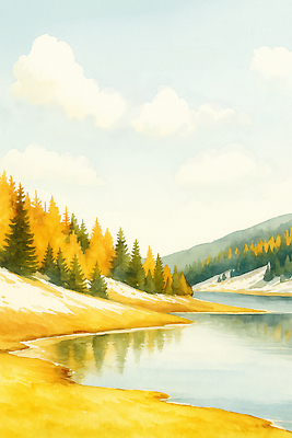 JPG 나무 호수 여유 컬러 여행 일러스트 자연 하늘 산 풍경 야외 물 반사 평화 일몰 수면 숲 생태계 뷰티풀 국내일러스트 AI일러스트 AI콘텐츠 자연요소 식물 감정 컨셉 노을 파일형식