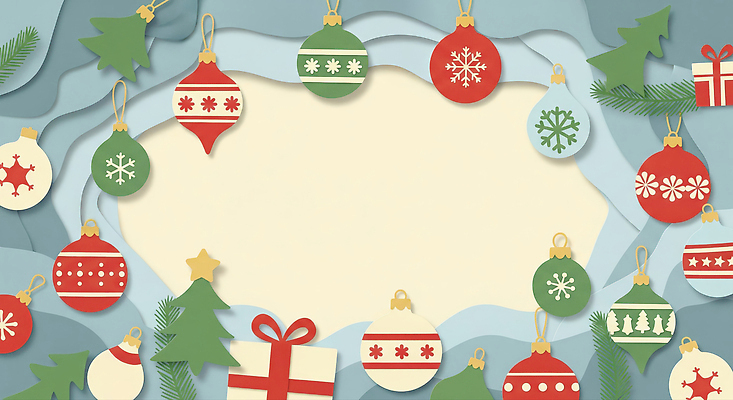 자연요소 식물 편집이미지 계절 기념일 관계 눈_날씨 파일형식 크리스마스 장식 테마 디자인 백그라운드 겨울 축제 컬러 나무 별 선물 공 눈송이 동료 JPG 페이퍼아트 이미지편집