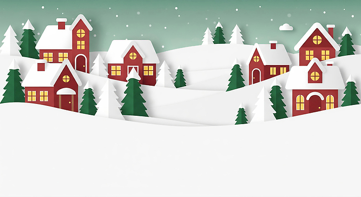 식물 편집이미지 계절 기념일 컨셉 겨울 풍경 건물 생태계 파일형식 마을 주택 언덕 크리스마스 나무 자연 하늘 따뜻함 평화 설경 아기자기 JPG 페이퍼아트 이미지편집