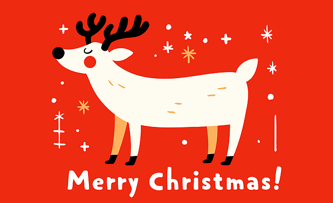 동물 디자인 별 백그라운드 크리스마스 겨울 일러스트 미소 장식 빨간색 축제 기쁨 흰색 축하 즐거움 순록 국내일러스트 AI파일 자연요소 계절 기념일 감정 컬러 컨셉 표정 파일형식 벡터