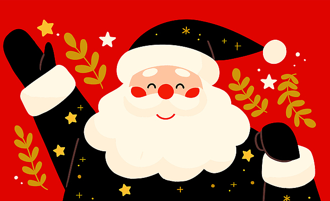 캐릭터 손 행복 별 문화 상징 백그라운드 잎 크리스마스 일러스트 웃음 빨간색 산타클로스 귀여움 축제 기쁨 축하 인사 즐거움 연휴 국내일러스트 AI파일 자연요소 식물 기념일 감정 컬러 컨셉 표정 신체부위 공휴일 예절 파일형식 벡터