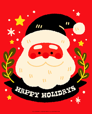 캐릭터 디자인 행복 컬러 백그라운드 크리스마스 겨울 일러스트 선물 웃음 장식 산타클로스 귀여움 축제 기쁨 휴일 즐거움 그림 국내일러스트 AI파일 계절 기념일 감정 컨셉 표정 파일형식 벡터