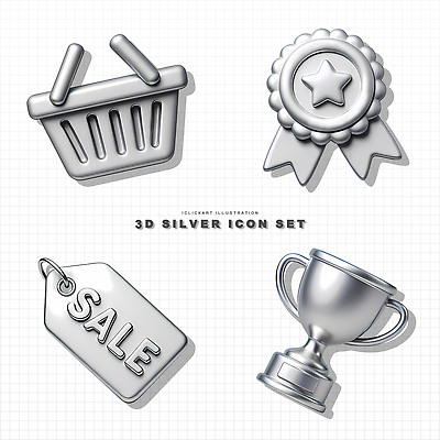 PSD 편집이미지 기호 상징 그래픽 은색 트로피 배지 쇼핑바구니 편집3D 문자 컬러 3D 상_우승 파일형식