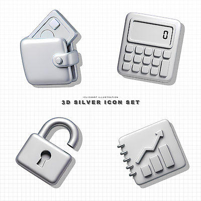 모양 PSD 편집이미지 디자인 돈 그래프 자물쇠 관리 금융 3D 자료 계산기 표현 지갑 실버 은색 보안 편집3D 노년 컬러 문구용품 안전 경제 장비 재산 디지털합성 파일형식