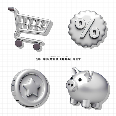 PSD 편집이미지 디자인 그래픽 쇼핑 3D 세일 동전 카트 저금통 돼지 실버 은색 모던 프로젝트 편집3D 노년 컬러 돈 포유류 저축 디지털합성 파일형식
