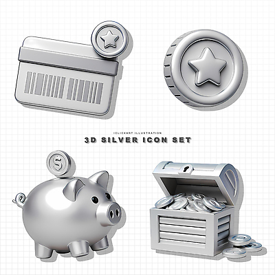 PSD 편집이미지 디자인 돈 그래픽 금융 3D 동전 저축 저금통 은색 보물상자 재정 편집3D 컬러 경제 재산 디지털합성 파일형식