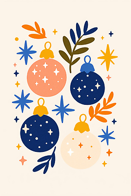 자연요소 식물 계절 기념일 감정 컨셉 크리스마스장식 학용품 파일형식 크리스마스 디자인 별 잎 화려 축제 즐거움 겨울 컬러 파스텔 모던 예술 손그림 따뜻함 장식 기쁨 국내일러스트 JPG 일러스트 오너먼트