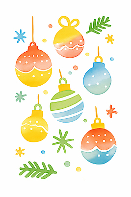 자연요소 식물 계절 기념일 컨셉 크리스마스장식 이벤트 건물 파일형식 크리스마스 장식 오너먼트 수채화 컬러 분위기 겨울 연말 파티 아기자기 별 나무 선물 휴일 예술 디자인 주택 국내일러스트 JPG 일러스트