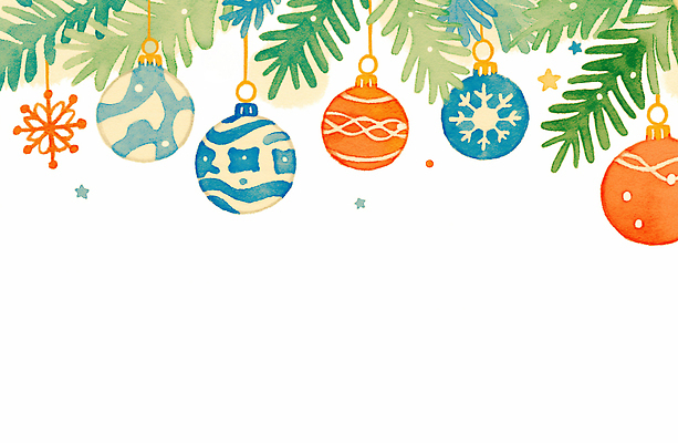 식물 계절 기념일 컨셉 크리스마스장식 크리스마스 채소 모션 이벤트 파일형식 오너먼트 장식 나무 겨울 가지 반짝임 컬러 분위기 디자인 손그림 수채화 크리스마스트리 축제 따뜻함 파티 감정 국내일러스트 JPG 일러스트