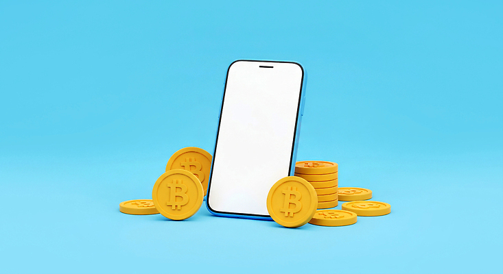 컬러 컨셉 돈 비즈니스 모바일 금융 경제 핸드폰 스마트기기 3D 파일형식 4차산업 가상화폐 스마트폰 동전 금색 백그라운드 기술 투자 혁명 전자상거래 블록체인 핀테크 스테이블코인 편집3D 편집이미지 JPG 디지털