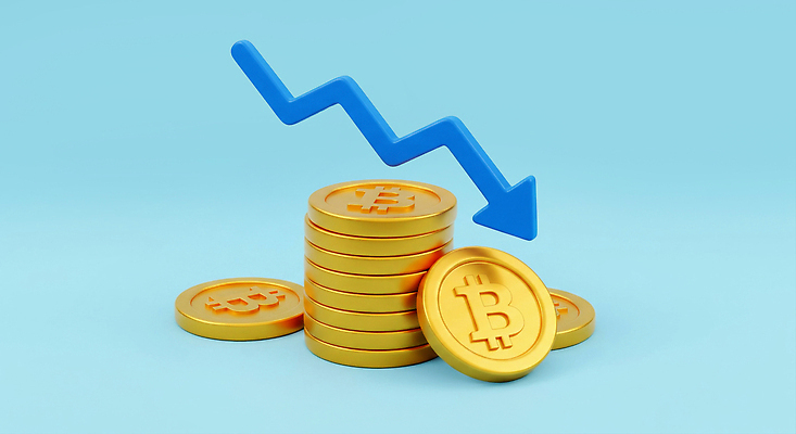 컨셉 돈 비즈니스 모션 금융 경제 3D 파일형식 4차산업 가상화폐 동전 가격 하락 화살표 투자 스테이블코인 시장 금리 재산 통화 거래 편집3D 편집이미지 JPG 디지털 블록체인