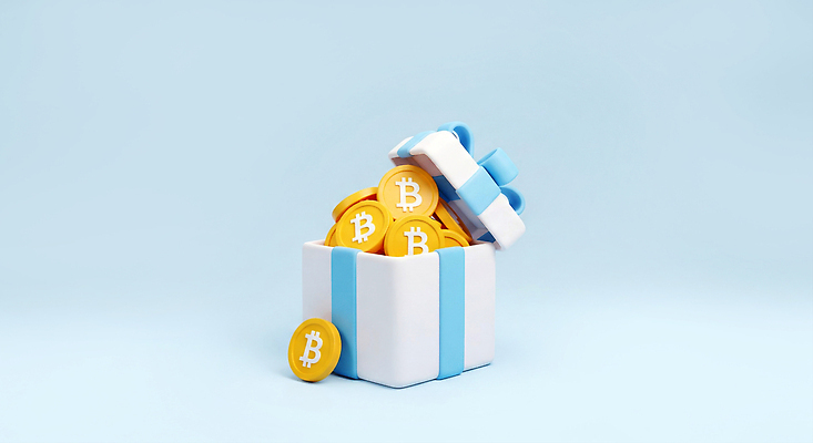 돈 비즈니스 금융 경제 파란색 3D 파일형식 4차산업 가상화폐 선물 동전 상자 하늘색 리본 투자 스테이블코인 기술 디지털 재산 거래 편집3D 편집이미지 JPG 블록체인